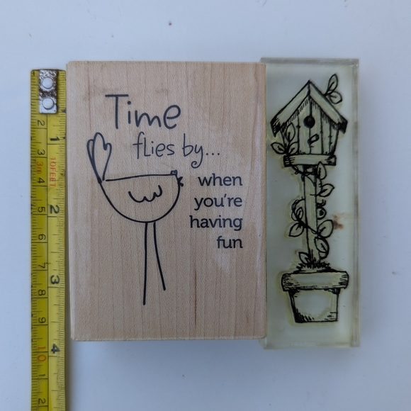 Wooden Bird Rubber Stamps with Birdhouse Design - Picture 4 of 5